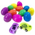 thumbnail image 3 of Huevos de Pascua rellenos de 20 piezas con coches de juguete, huevos de Pascua coloridos y brillantes, precargados con varios vehículos extraíbles, 3 of 5