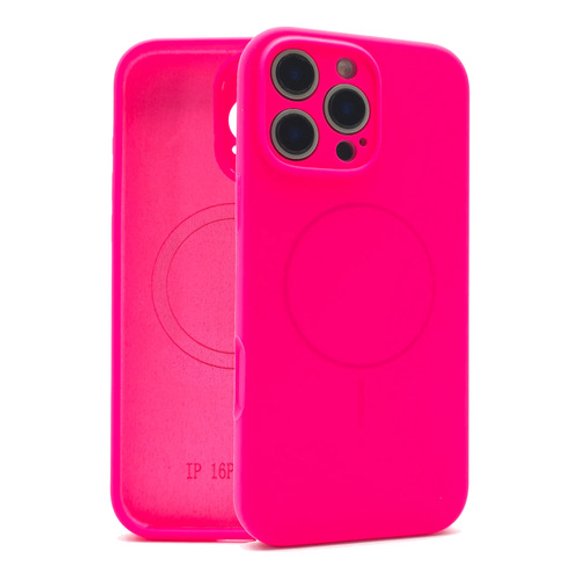Funda Icon Case Silicon para iPhone 16 Pro Max, Carcasa, Protector, Uso Rudo, Antigolpes, Resistente, Esquinas Reforzadas, Protección de Cámara - Rosa Hot