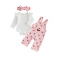 thumbnail image 1 of Conjunto para bebé niña, pelele de manga larga con estampado de cerezas y diadema., 1 of 9