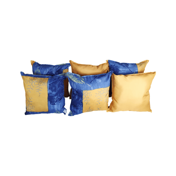 Set 6 Cojines Decorativos 4 Decorados 2 Lisos Amarillo Azul