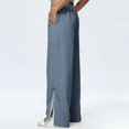 thumbnail image 2 of TaTaai olid Color Cotton Linen Women Casual Pants Wide Leg Breathable Machine Washable No Fading Lightweight Non See-through Daily Wear Full Length Trousers Gift, 2 of 8