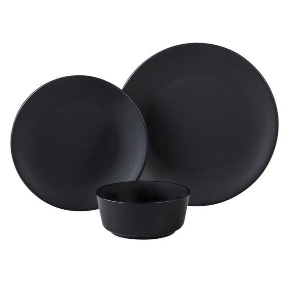 Vajilla De Porcelana Santa Anita De 12 Piezas Color Negro Obsidian Black