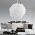 thumbnail image 2 of 2025 New White Feather Ceiling Lampshade Pendant Non-electric Shade Shade Reducing Ring Pendan Lamp - 30cm, 2 of 4