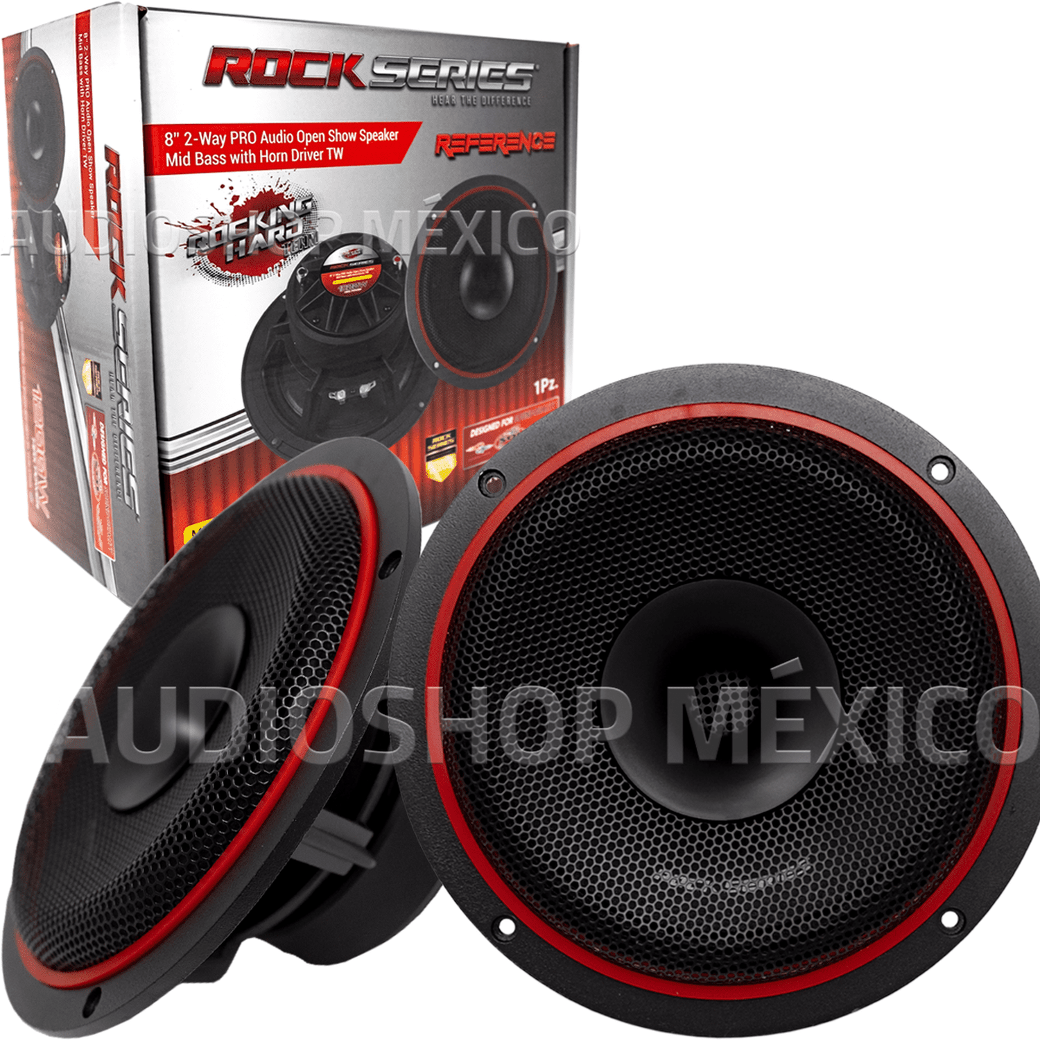 Par De Medios Rangos Open Show Con Driver Rock Series RKS-R80OST 1200 Watts 8 Pulgadas 4 Ohms
