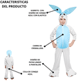 thumbnail image 3 of Disfraz de Primavera Conejo Blanco con Azul Unitardo Deluxe Infantil Niños Talla 1 a 3 años, 3 of 7