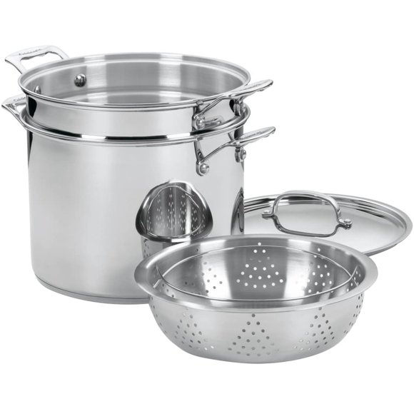 Juego de olla para pasta y vaporera Cuisinart Chef's Classic de 12 cuartos, color plateado
