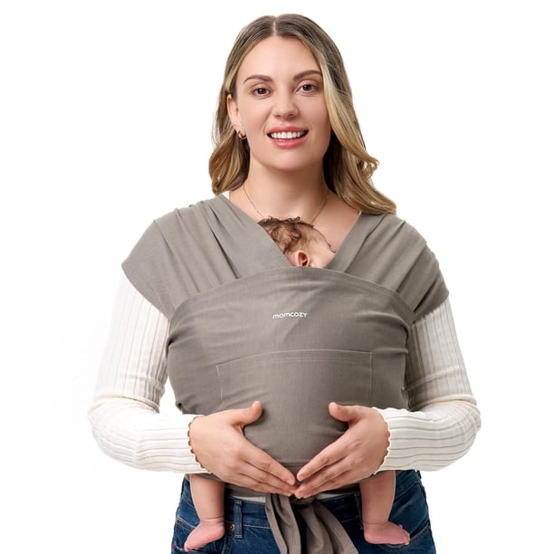 Momcozy Fular Bebe Elastico Portabebé Ergonomico Canguro Color Marrón para Bebés 3,6 a 15,8 kg