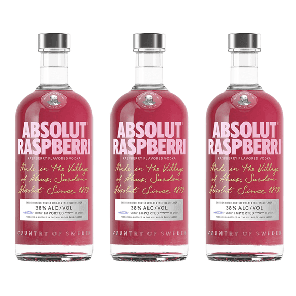 Pack de 3 Absolut Raspberri 750 ml
