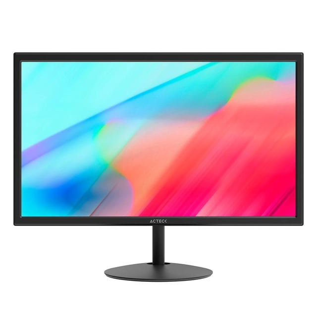 monitor acteck captive lite cl215 lcd 21.5" Full HD 1920x1080 60Hz con bocinas integradas. Vista frontal centrada de pantalla plana negra sobre base circular, bisel delgado y logo Acteck en el borde inferior; pensado para escritorios pequeños, con entrada HDMI y opción frecuente de uso como monitor secundario en estaciones compactas.
