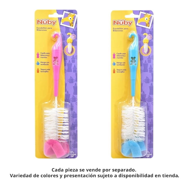 Escobillón para biberones Núby 2 en 1 varios modelos 1 Pieza