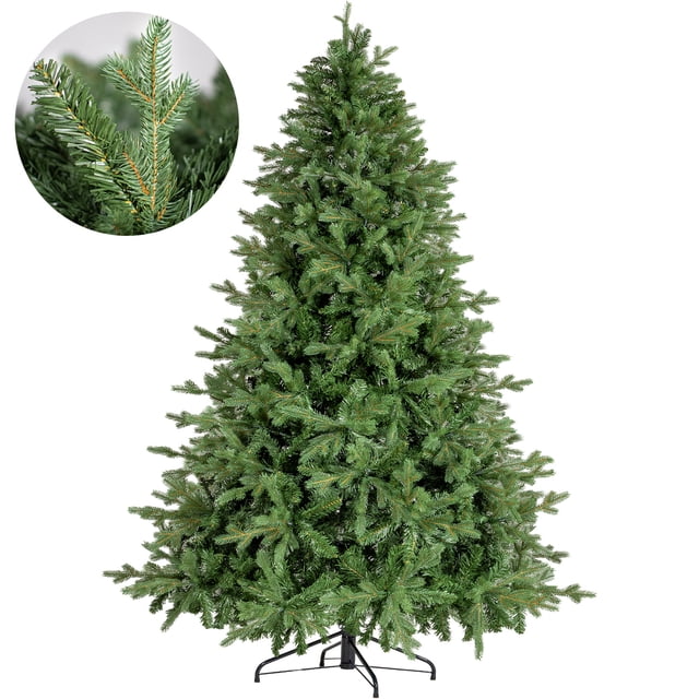 arbol de navidad jardimex pino artificial follaje frondoso 160 cm, árbol verde frontal de 160 cm y 102 cm de diámetro con 536 ramas; silueta cónica y base metálica trípode visible. Ramas plegables de alambre con terminación tipo escarcha y insertado circular que muestra la textura de las agujas. Ideal para decorar y personalizar peinando las ramas para lograr el volumen deseado.