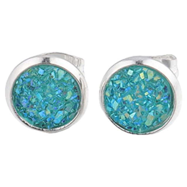 Minnieouse Pendientes redondos Llamativos Gotas para los oídos Galvanoplastia fina Incrustaciones de diamantes de imitación Espárragos para los oídos Ropa, zapatos y accesorios Miscelánea cian