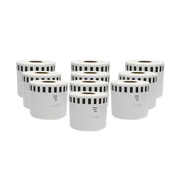 10 ROLLOS PARA ETIQUETAS 62 MM X 30 MTS BROTHER DK2205