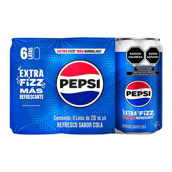 Refresco Pepsi 6  latas de 237 ml c/u