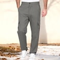 thumbnail image 2 of Amzcrzy Pantalones Clásicos Hombre Color Liso Cintura Elástica Cómodos Transpirables Elásticos Moda Informal Senderismo Pescar Correr Ejercicio Bolsillos Tallas S-3XL Gris, 2 of 8