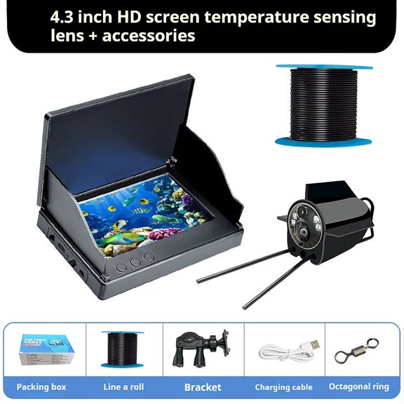 Amzcrzy Electrónica para hombres Organizador de electrónica Cámara digital Detector de peces con cámara HD subacuática, sensor de temperatura subacuático, sonda de visión nocturna para ver peces, her