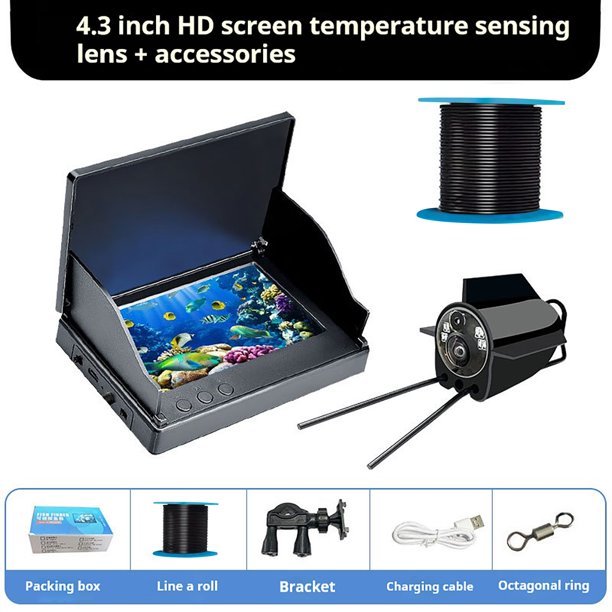 Amzcrzy Electrónica para hombres Organizador de electrónica Cámara digital Detector de peces con cámara HD subacuática, sensor de temperatura subacuático, sonda de visión nocturna para ver peces, her
