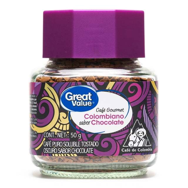 Café soluble Great Value puro oscuro sabor chocolate 50 g