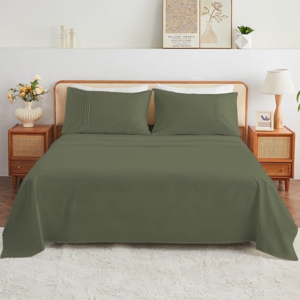Kingrest 100% Algodón Juego de Sábanas de 4 Piezas para Cama California King, Bolsillos Extra Profundos para 40cm, Ultra Suave y Transpirable