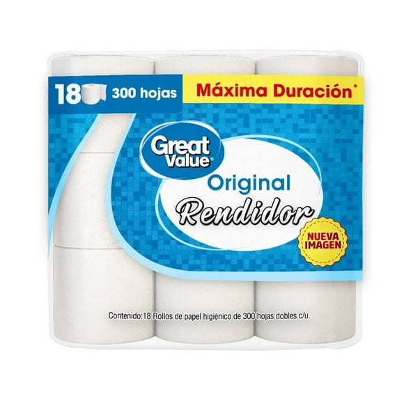 Papel higiénico Great Value original 18 rollos