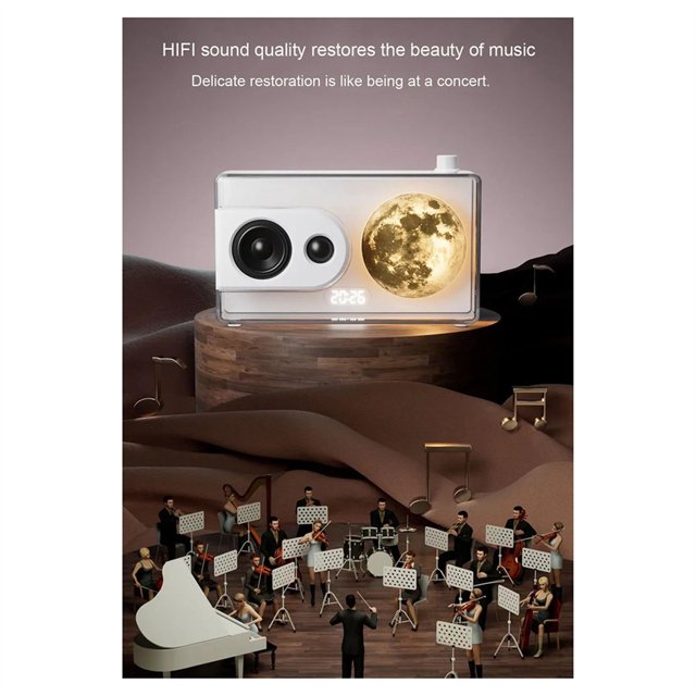 M6 Moonlight Music Box Altavoz Bluetooth Soporte para Tarjeta TF Reproducción Conexión AUX A Computadora Reloj Caja de Sonido Transparente A