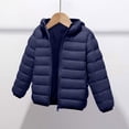 thumbnail image 1 of Chaqueta de plumas con capucha para niños y niñas, ligera, cálida, acolchada, de nailon, abrigo de invierno, color negro, 1 unidad, de 4 a 10 años., 1 of 3