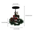 thumbnail image 3 of Candelabro navideño de metal bronce con diseño de reno y corazón | Centro de mesa navideño con corona y frutos rojos | Portavelas de hierro, 3 of 5