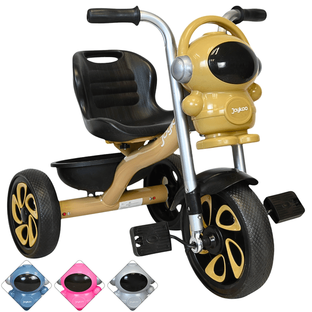 Triciclo para Niños Astronauta con Luz Sonido Ruedas de Eva y Canasta Trasera Apto a partir de 2 Años Soporta hasta 20 kg - Dorado