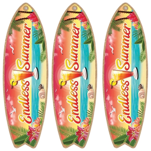 Decoración de estilo marinero VentDepot 3Pzas 16x45cm Madera Tabla de surf
