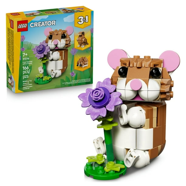 Set de Bloques de Construcción tipo rompecabezas LEGO Creator Lindo Hámster con Flor 31376