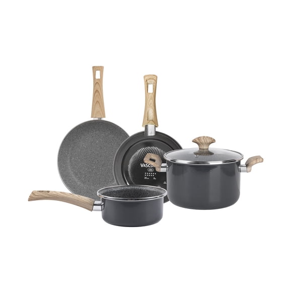 Batería de Cocina Vasconia Prime de 6 Piezas con Antiadherente Tipo Piedra – Gris