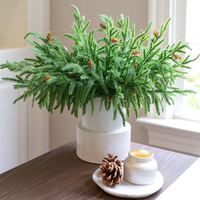Ramas navideñas con bayas rojas artificiales de 40 cm | Centro de mesa navideño de plástico realista | Decoración festiva para el hogar, sala, comedor y cocina