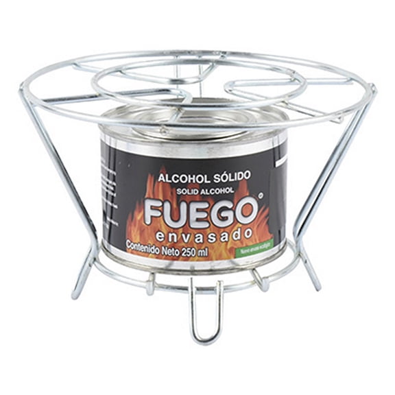 parrilla sencilla con lata de 250 ml plata fuego envasado