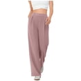 thumbnail image 1 of Amzcrzy Pantalones Vestir Mujer Color Liso S-2XL - Cintura Alta Elástica, Pliegues Frontales, Sin Cremallera, Bolsillos, Para Trabajo Rosa, 1 of 5