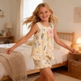 thumbnail image 5 of Conjunto de dos piezas para niños pequeños: top sin mangas con cuello redondo y shorts, estampado veraniego, suave, transpirable, informal y divertido, multicolor, tallas 80-140., 5 of 5