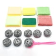 thumbnail image 1 of Esponjas y estropajos de acero inoxidable para lavar platos | Estropajos para platos, ollas y sartenes | Artículos de limpieza multicolor para fregaderos de cocina para uso doméstico, 1 of 6