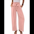 thumbnail image 1 of Pantalones de Salón Anchos para Mujer con Bolsillos, Cintura Alta, Ajustables, con Nudo y Holgados. Rosa XXL, 1 of 7