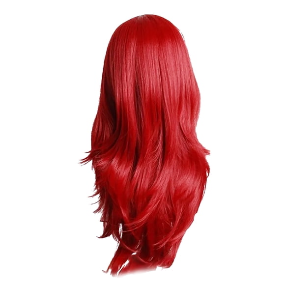 Peluca roja larga y rizada, universal, transpirable, suave, cómoda, con redecilla para el pelo para Halloween, Navidad, fiesta de cosplay