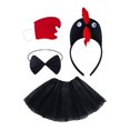 thumbnail image 3 of Set de vestuario de pollo 4pcs vestido de animal lindo disfraz de animales para halloween acción de gracias Negro, 3 of 8
