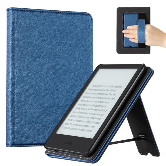 Funda CoBak para lector electrónico de 6" en cuero PU con función automática de reposo/activación, azul oscuro