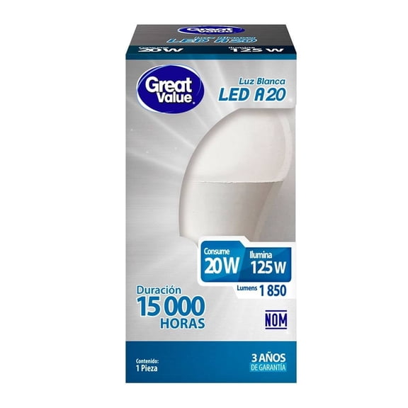 Foco LED Great Value 20 W Luz Blanca