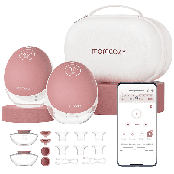 Extractor de leche Eléctrico Manos Libres Momcozy Mobile Flow M9 Control Discreto Mediante APP 24mm Paquete de 2 Rojo