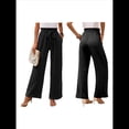 thumbnail image 3 of Pantalones de Salón Anchos para Mujer con Bolsillos, Cintura Alta, Ajustables, con Nudo y Holgados. Negro L, 3 of 7