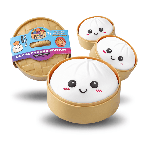Squishy Bun Dumpling Pack 3 Juguete Antiestres Fidget Tamaño Chico Color Sorpresa