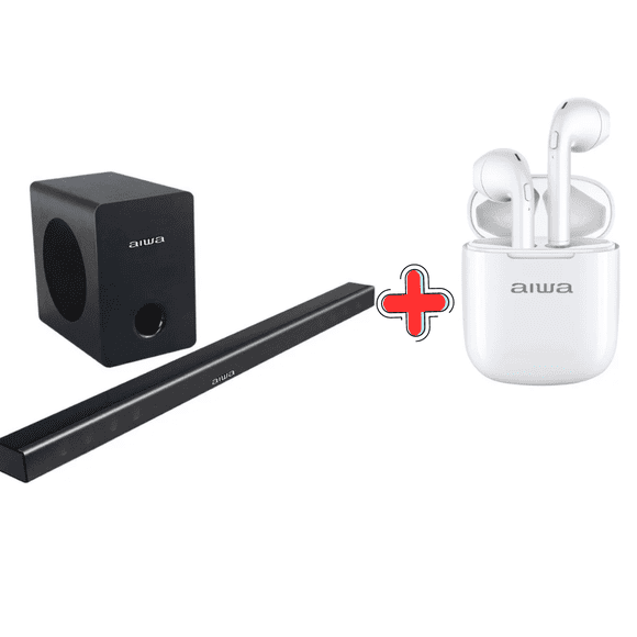 Barra de Sonido con Subwoofer+Audifonos COMBO Aiwa AWSBH1W-W