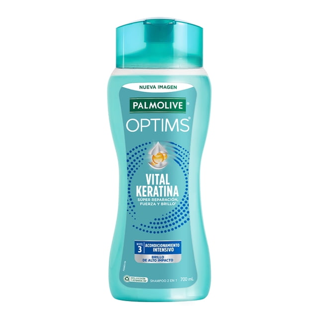 Shampoo Palmolive Optims Nivel 3 Acondicionamiento Intensivo con Vital Keratina Cabello con un Brillo de Alto Impacto 700 ml