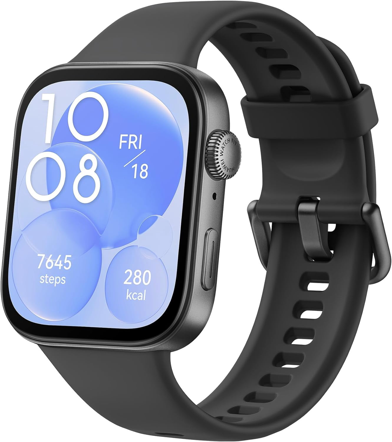HUAWEI WATCH FIT 3, Negro Carbón, Pantalla AMOLED de 1.82, Diseño Ultradelgado, Monitoreo Integral del Ejercicio, Gestión Integral de la Salud, Batería de 10 Días, Compatible con iOS y Android