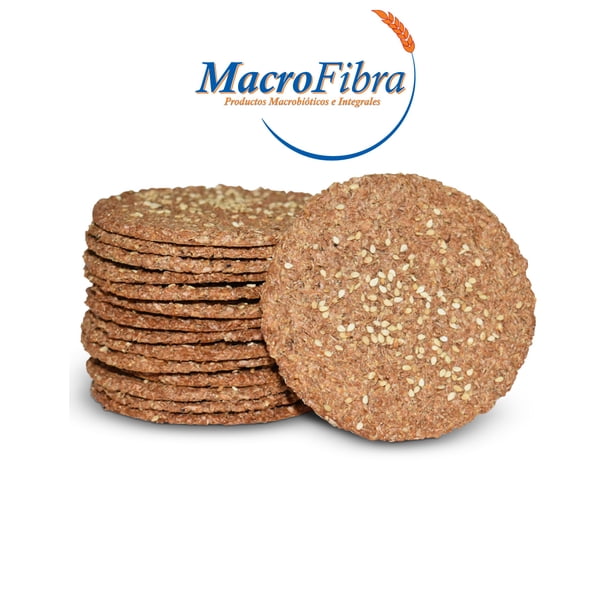 Galleta Ajonjolí Tostis Salvado Macrofibra Integral sin Azucar Vegano Macrobiotico E Integral 3 Botes c/15 Pzas