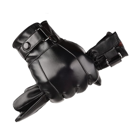 Guantes de cuero cálidos de invierno LJCZKA para hombre (negros)