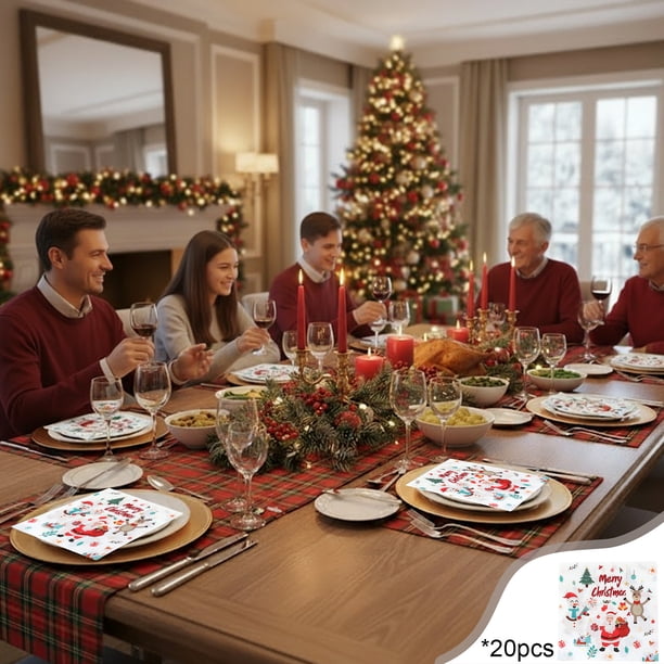 pstuiky Servilletas con motivos navideños disponibles en dos estilos: árbol de Navidad y Papá Noel, ideales para decoración de fiestas.